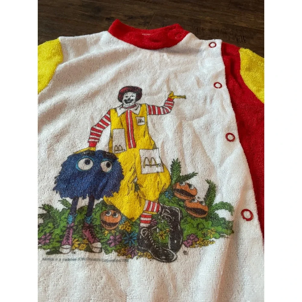 McDonald's Sleeper Infant 2B Red Yellow Ronald McDonald Grimace Vintage 6 Months